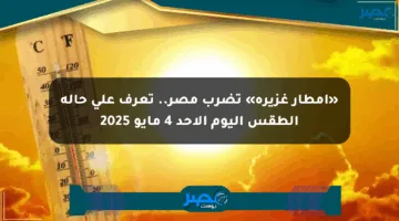 «أمطار غزيرة» تضرب مصر.. تعرف على حالة الطقس اليوم الأحد 4 مايو 2025